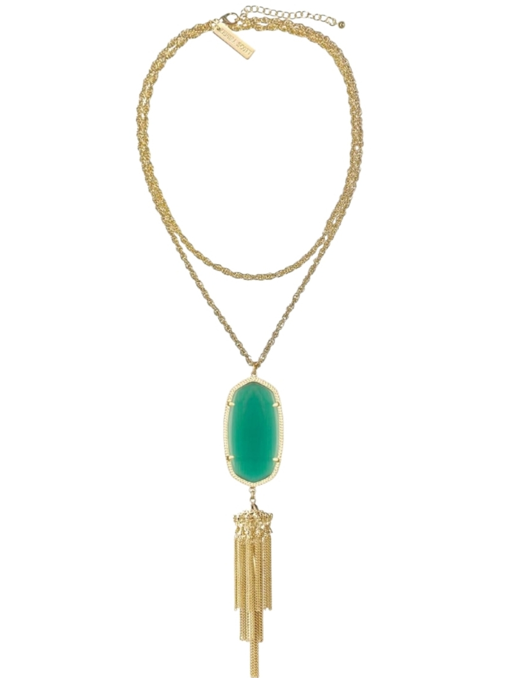 Kendra Scott | Signature Rayne Tassel Pendant Necklace in Green Stone